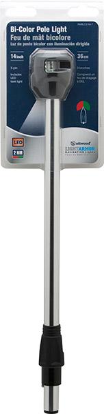 LightArmor Bi-Color Navigation Pole Lights: 3 Pin Locking, Standard & W Task Light - BacktoBoating