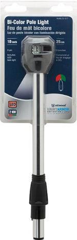 LightArmor Bi-Color Navigation Pole Lights: 3 Pin Locking, Standard & W Task Light - BacktoBoating